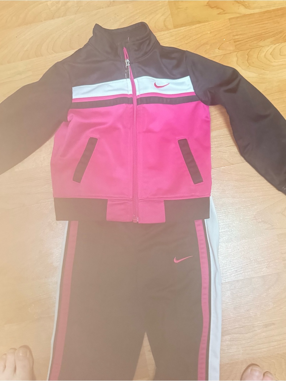 Nike Girls Pink & Black Track Jacket and Pants Set